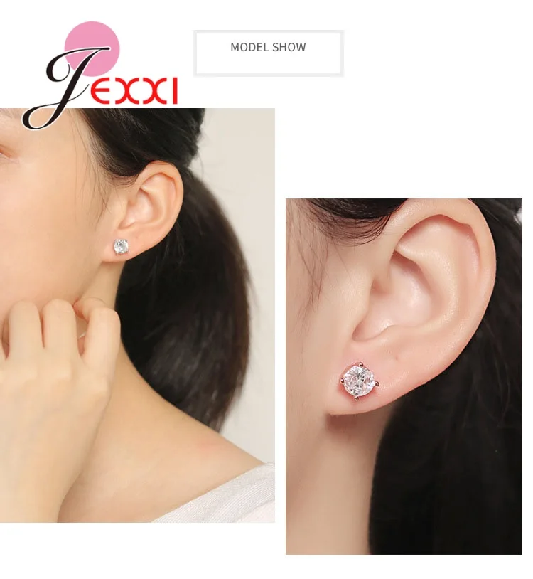 Newest Trendy Stud Earring 100% 925 Sterling Silver Cubic Zirconia For Women Ladies Pretty Anniversary Gifts Fashion