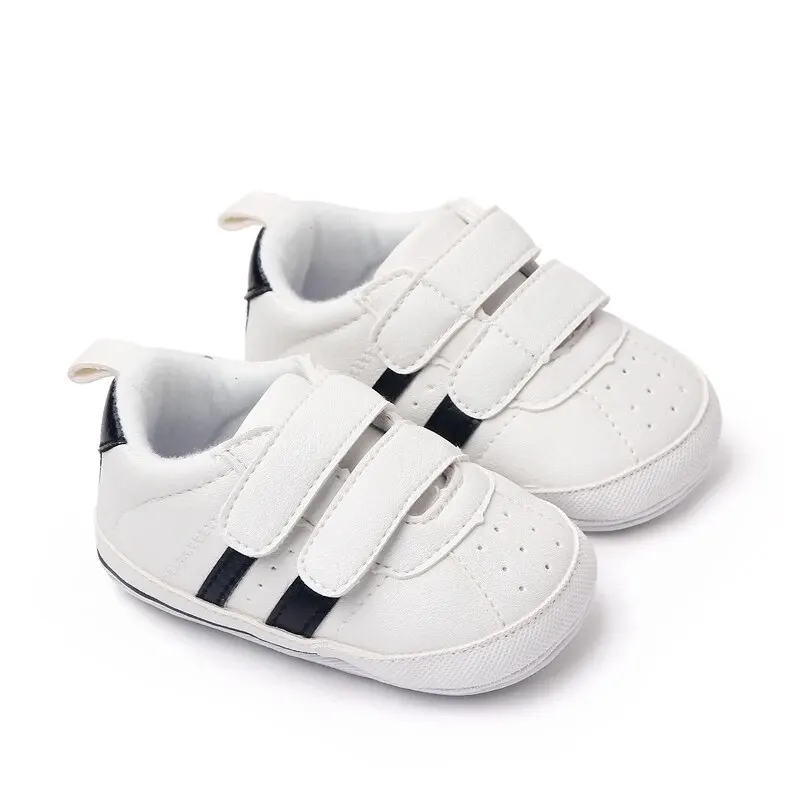 White Baby Shoes Boys Girls Fashion Stripes Casual Sneakers Non-slip Infant Toddler Christening