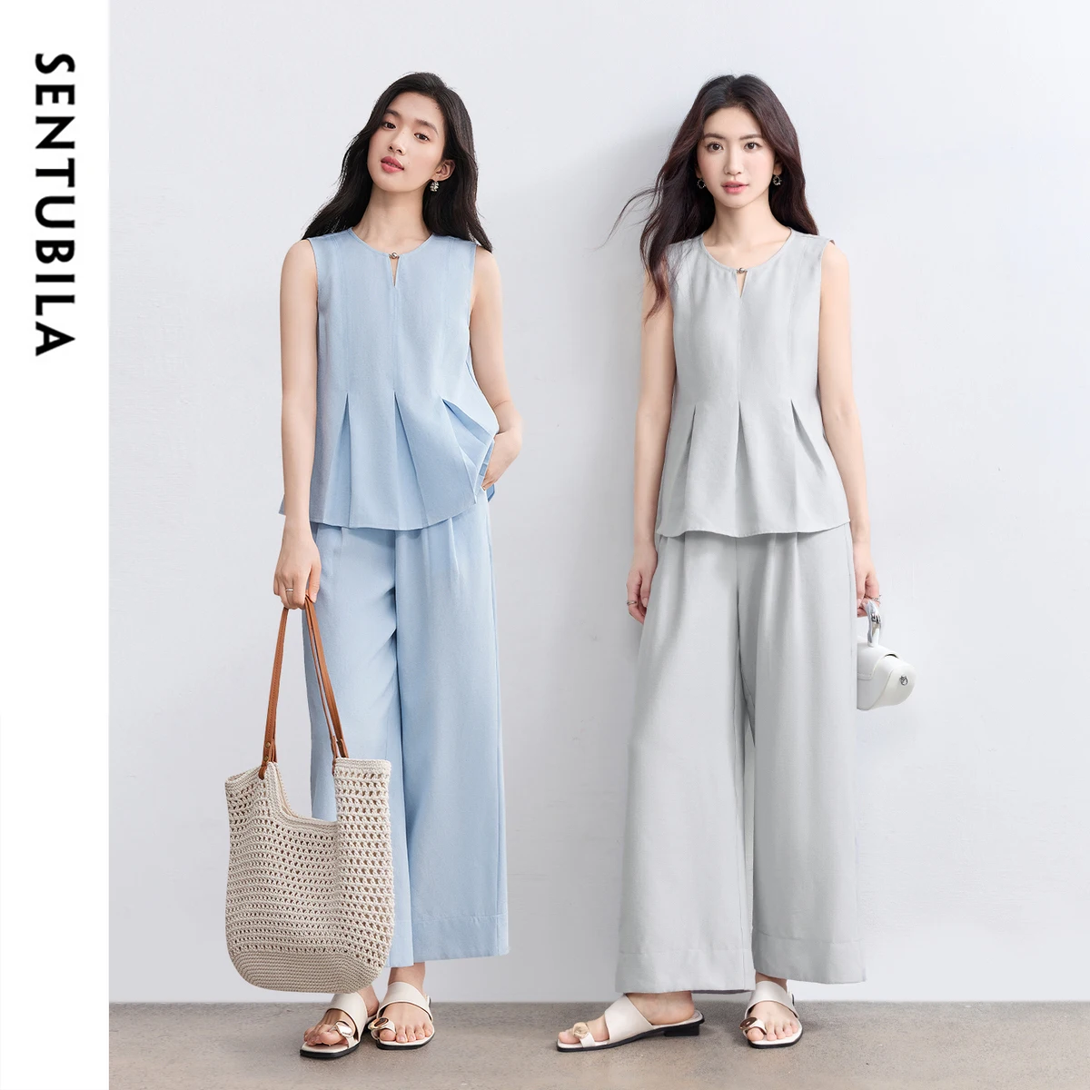 

SENTUBILA Summer Women's Two Pieces Collection 2026 Fashion Suits Matching Pants Sets Costume Femme Ensemble Outfits W52ZA2324