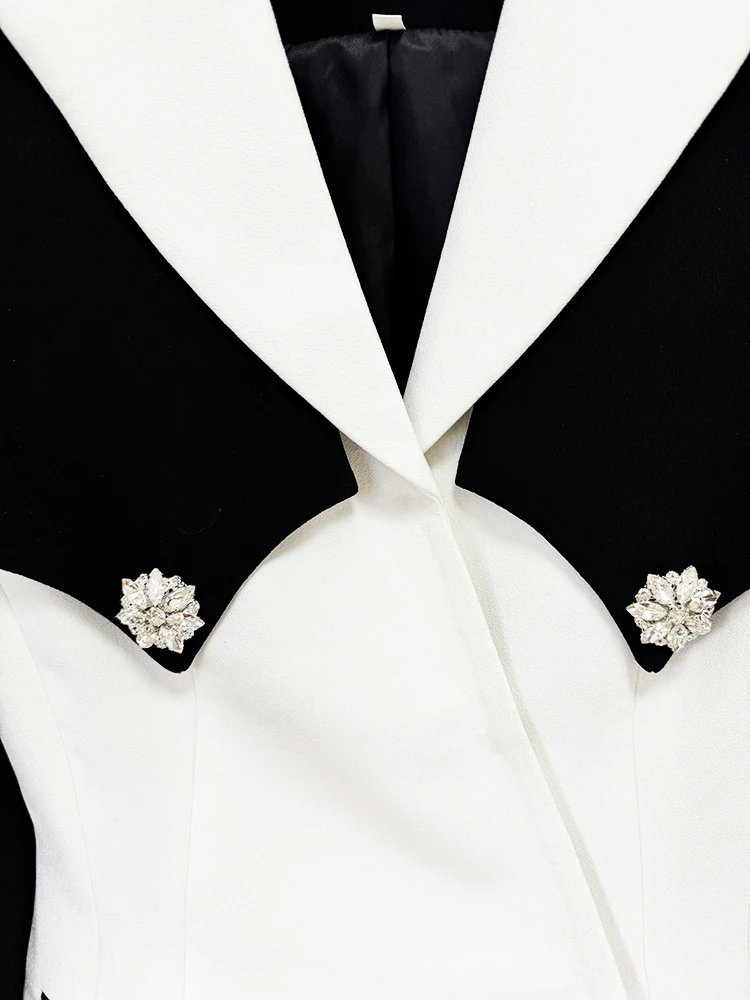 High street mais novo 2024 designer outono inverno jaqueta feminina fino encaixe rhie dias botões bloco de cor blazer feminino