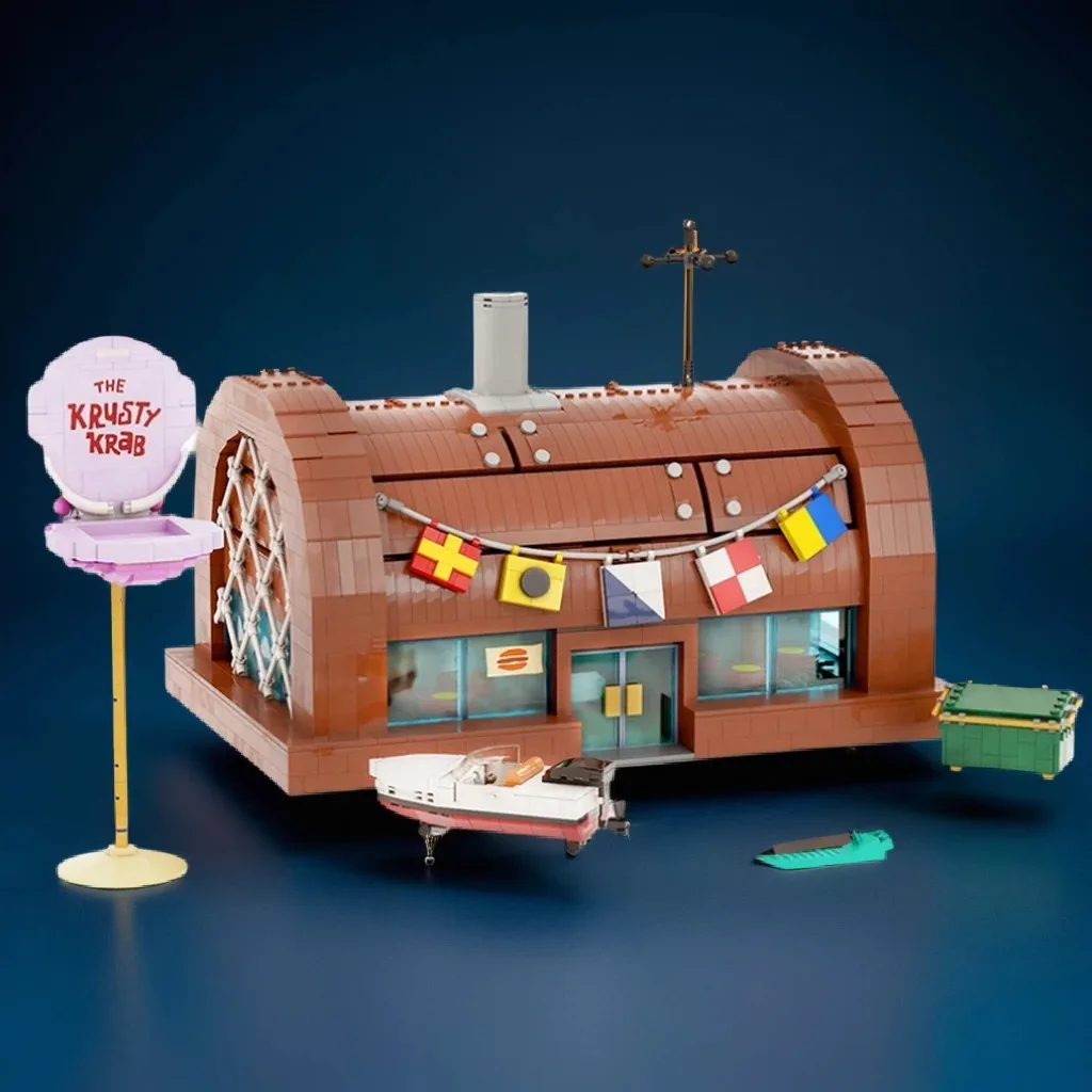

3458 шт. MOC Krustyss Krabs Ресторан Bikinise Bottom Мультяшная сцена Строительные блоки DIY Модель Строительные блоки Игрушки на день рождения Подарок