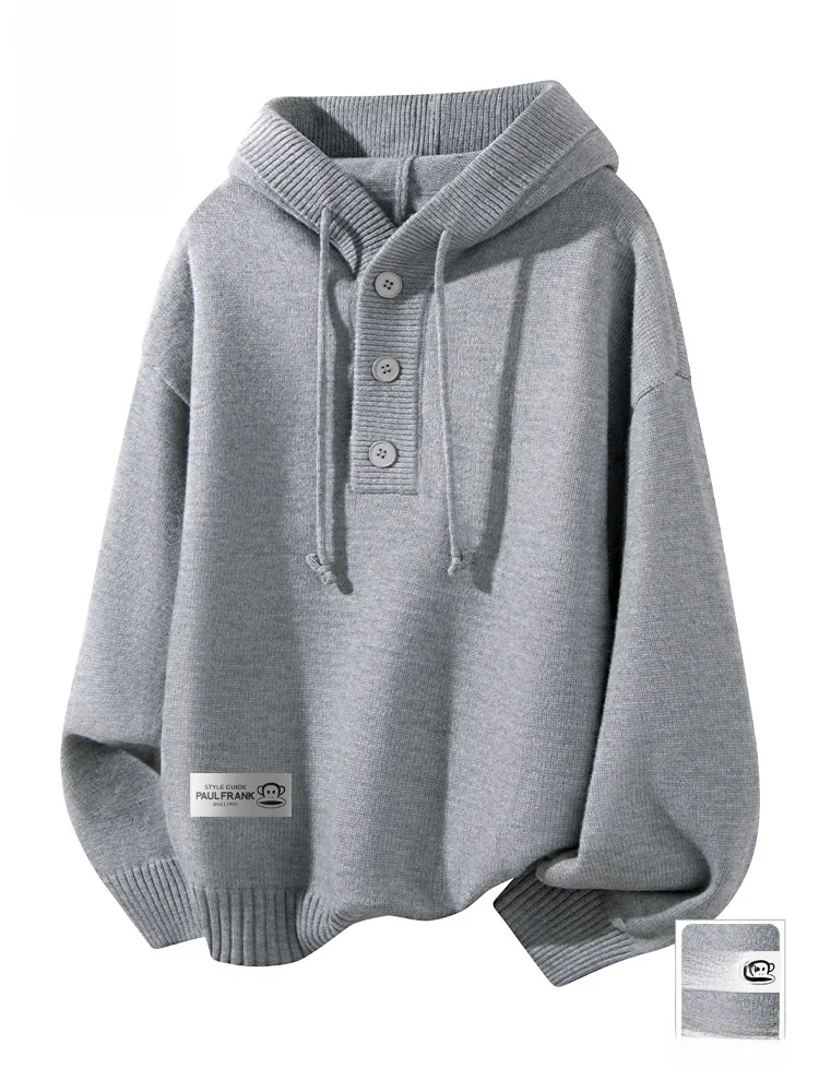 

Men's Overhead Hoodie Knitted Sweater Casual Comfortable Loose Fit Long Sve Breathable Warm Polyester Blend