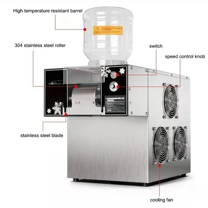 ​ ​ Máquina comercial de hielo para nieve completamente automática, fabricante coreano Kakigori Bingsu de 1100 W con salida de 30 kg/día, para tienda/cafetería de té con leche