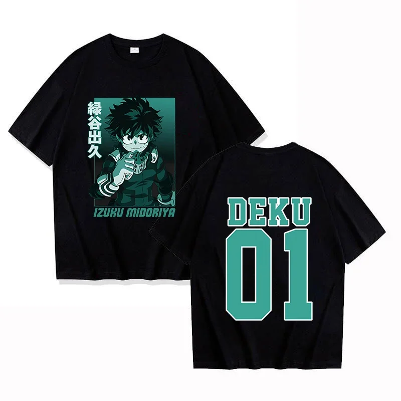 

Summer Japanese men's anime Deku Unisex cartoon character printed 100% pure cotton T-shirt Y2k short-sleeved casual wear