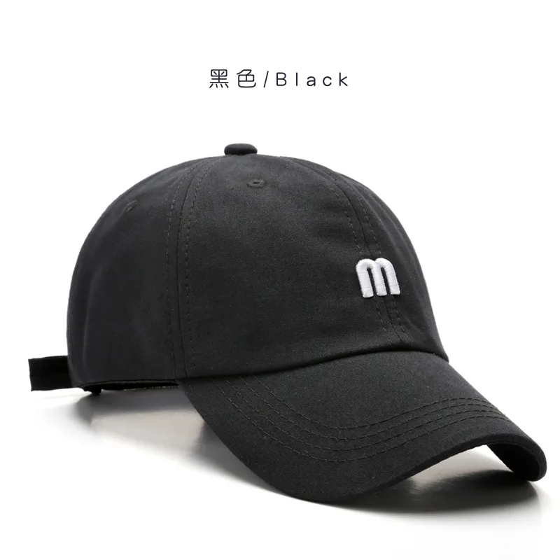Minimalist 100% Cotton Baseball Cap Unisex Small Letter Embroidery Dad Hat Solid Color Adjustable Casual Cap
