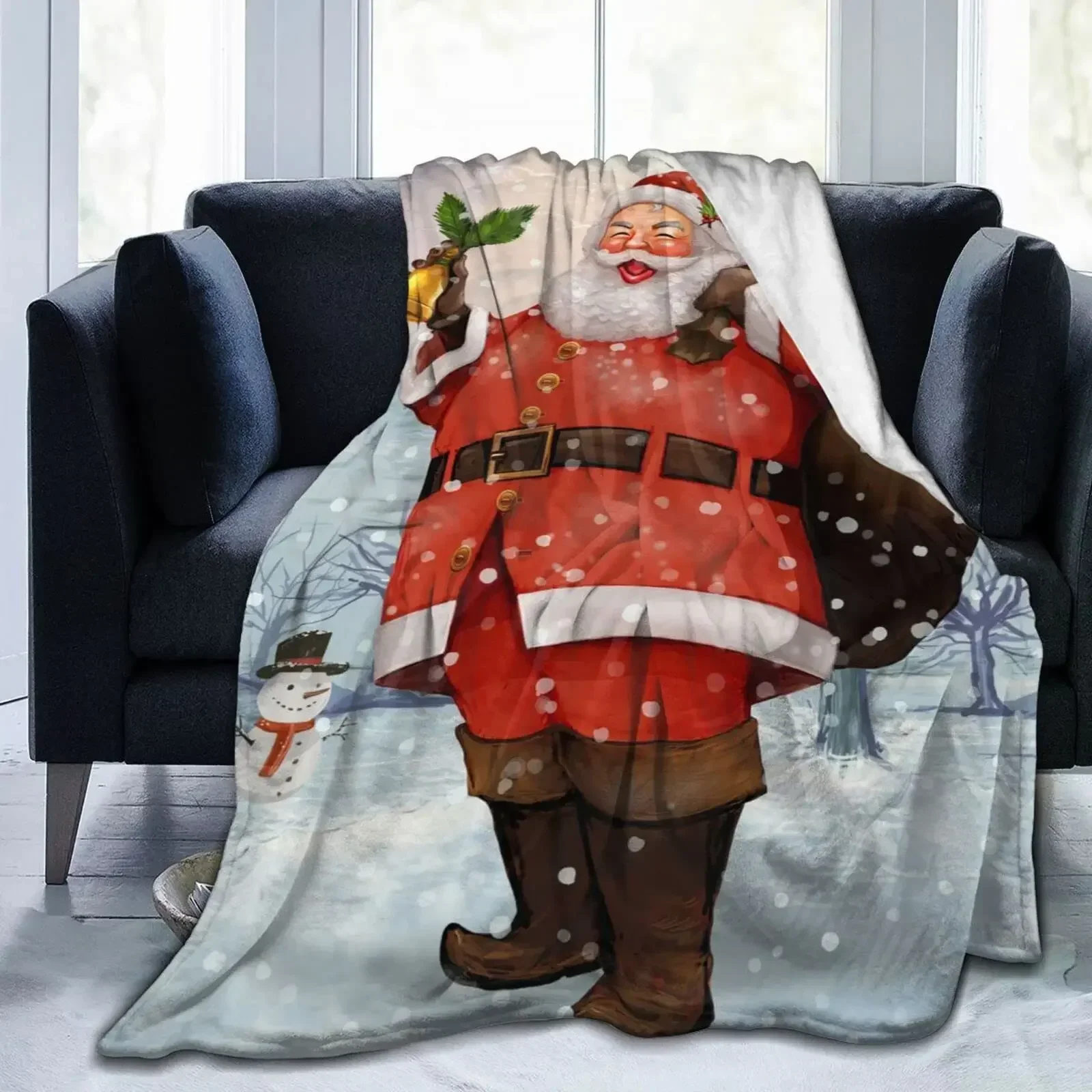 2026 3D Print Merry Christmas Blanket Sofa Cover Throw Santa Claus Xmas New Year Blanket Fleece Warm Bed Blankets For Bedroom Co