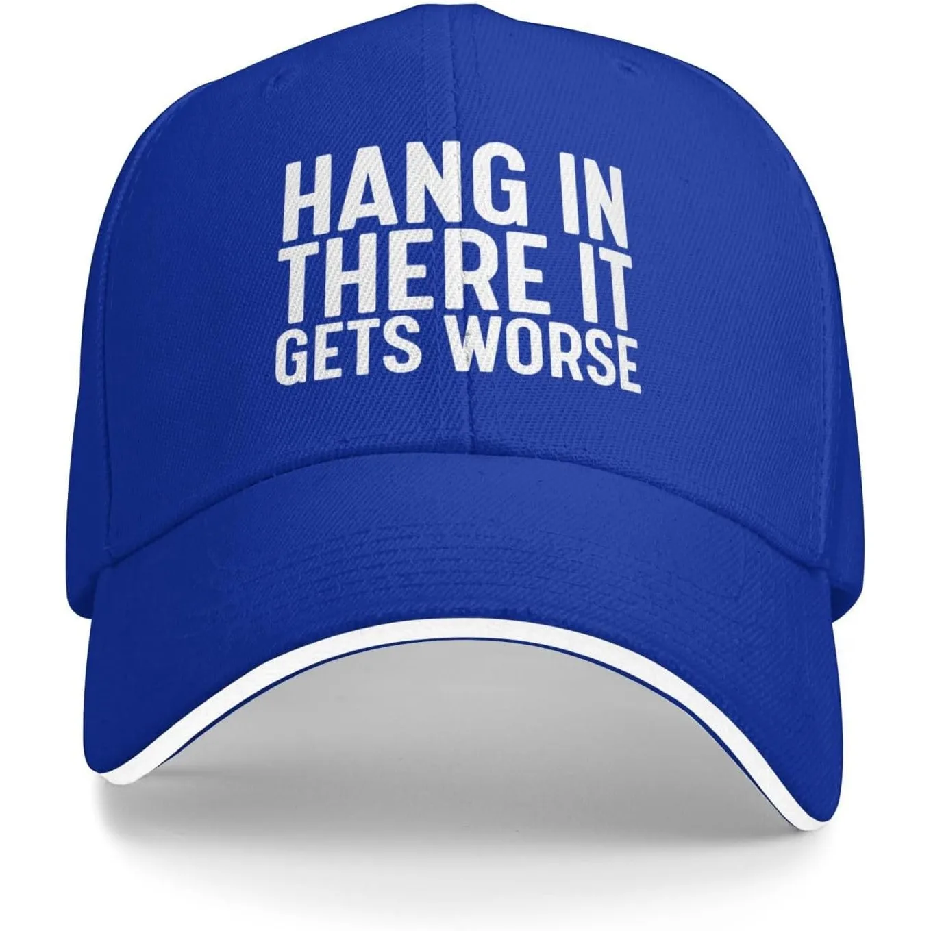 Hang-In-There-It-Gets-Worse-Baseball-Cap-Funny-Sarcastic-Polyester-Casual-Adjustable-Adult-Hat