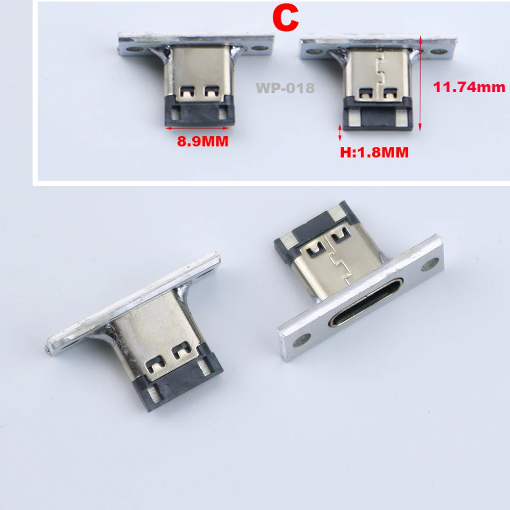 2P TYPE-C Weibliche doppelseitige Positive & Negative Plug-in Test Board USB 3,1 W/ PCB board Connector Daten Lade Port 2pin