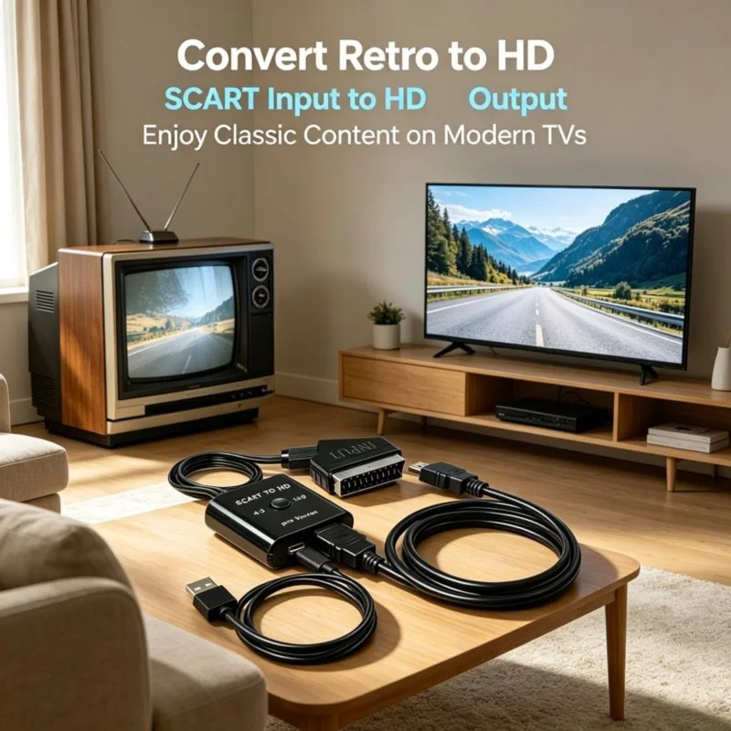 Scart To HDMI 1080P Video Audio Converter Plug And Play HD Video Conversion Adapter For Set-Top Box HDTV DVD STB Accessories