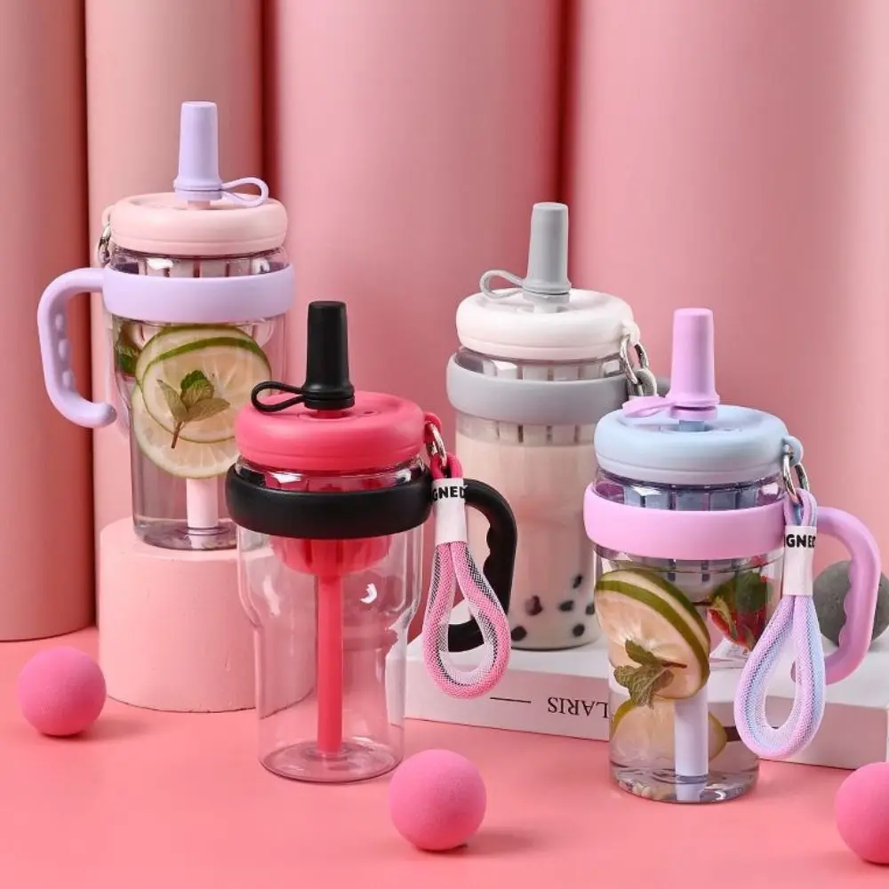 

Good-looking Water Bottle with Straw Tea Infuser Leak-Proof Sports Water Bottle Large Capacity Colorful Lucky Belly Cup Travel