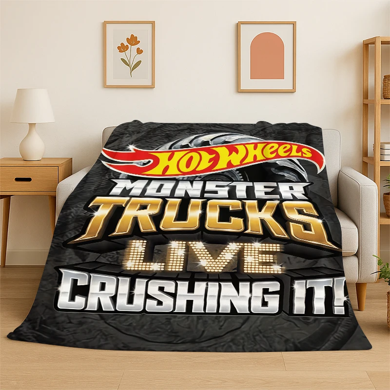 Cartoon H-Hot Wheels Racing Car Flannel Blanket Soft Warm Throw Blanket for Bedroom Living Room Bed Travel Camping Picnic Kid