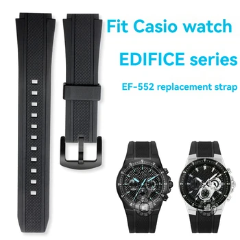 남성용 블랙 실리콘 고무 팔찌, 특수 볼록 스포츠 방수 시계 스트랩, Casio Edifice 5119 EF-552 EF-552D, 25*20mm 