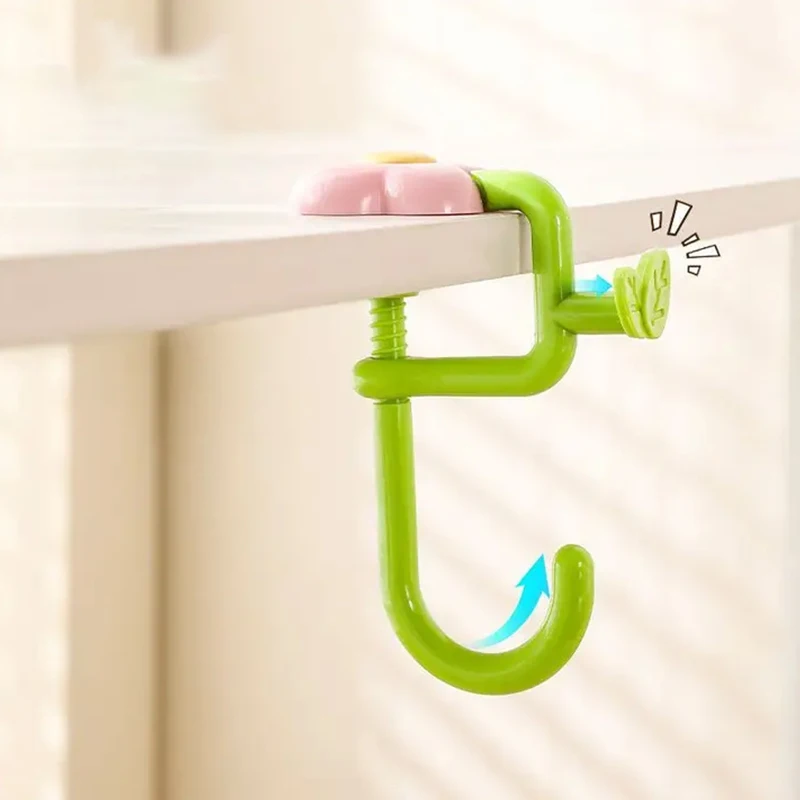 Desktop Storage Hook Flower Shape Adjustable Removable For Desk Edge Office Headphones Backpacks Organizer