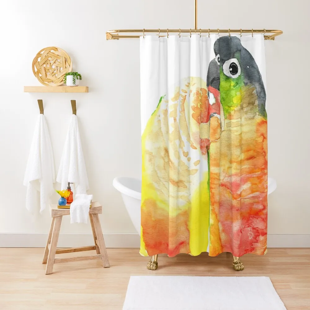

Green-cheeked conure lover watercolor Shower Curtain For Shower Bathroom Deco Bathroom Fabric Curtain