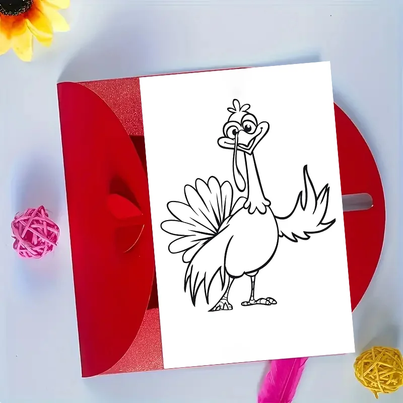 Thanksgiving, Harvest Day, Turkey Celebration Card, can invite friends to doodle their favorite colors