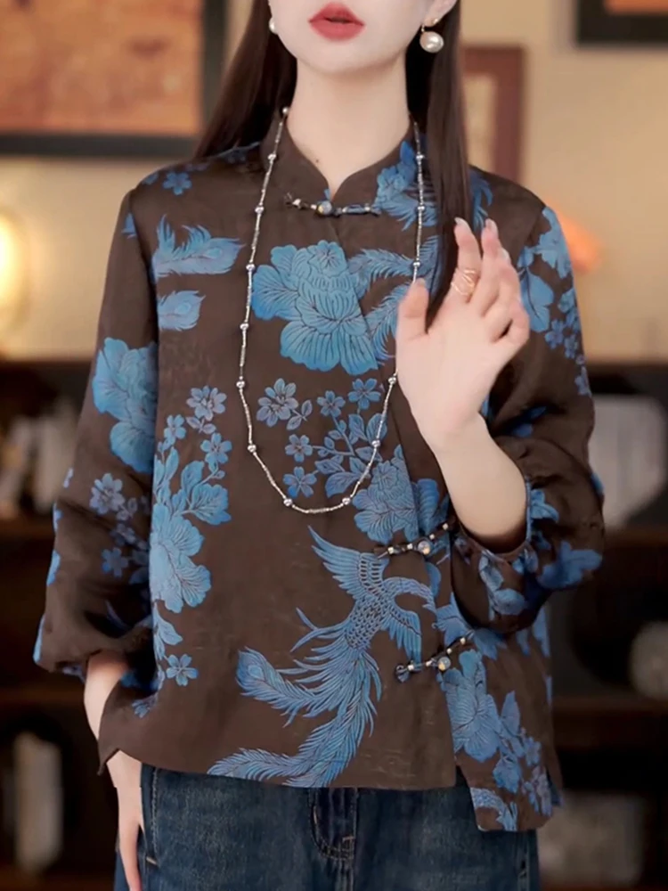 

Новинка! Дышащий повседневный топ с длинным рукавом и круглым вырезом в китайском стиле для женщин: модный дизайн, осенняя коллекция.