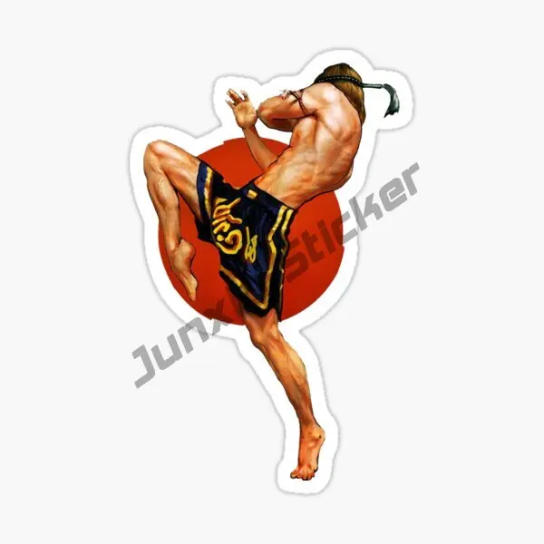 Muay Thai Car Stickers Sunscreen Occlusion Scratch Decals Waterproof Anime Boxing Jumping To Attack Motorcycle Car Stickers