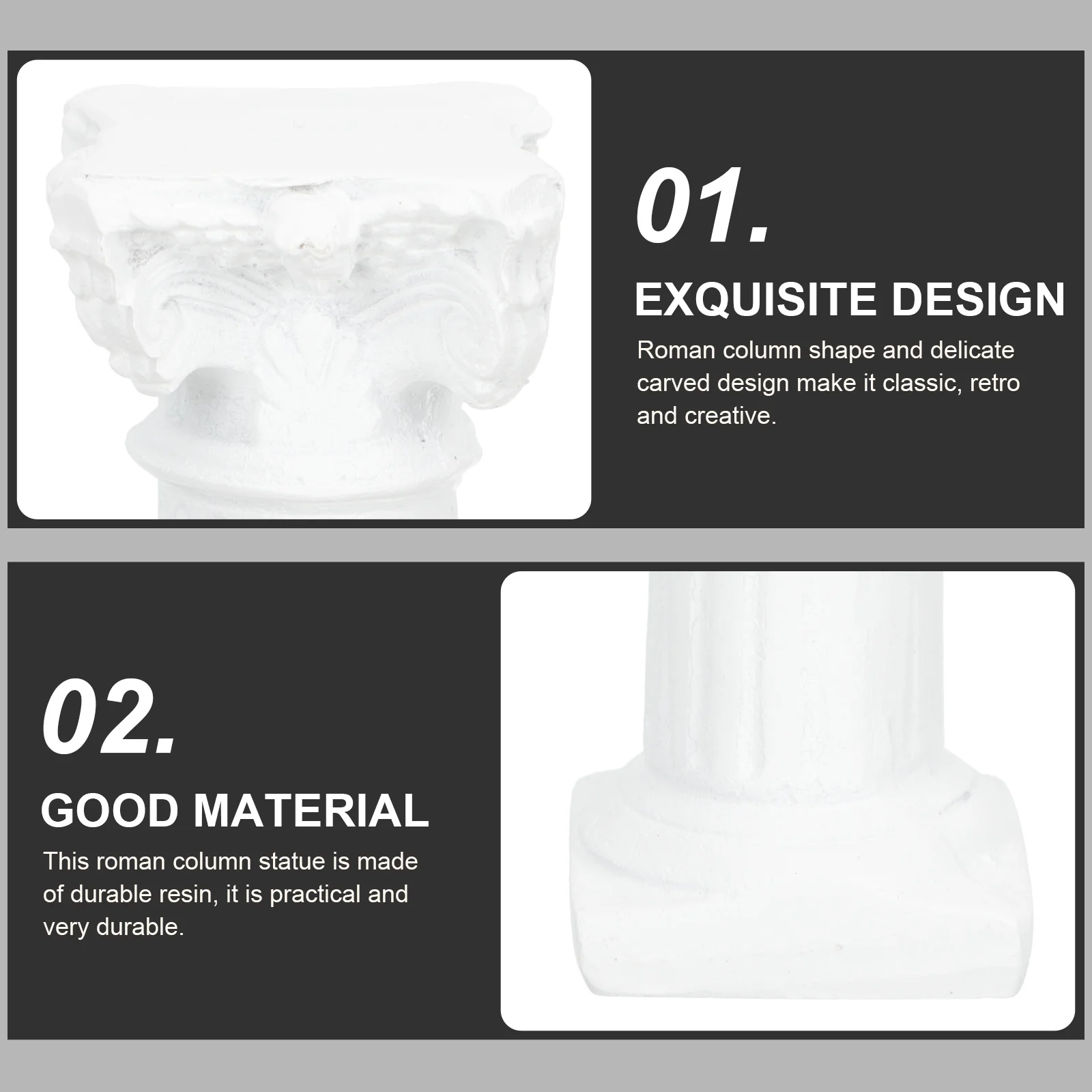 

5Pcs Miniature Roman Column Resin Pillar Statue Home Decor Delicate Carved Design Tray Coffee Table Decoration