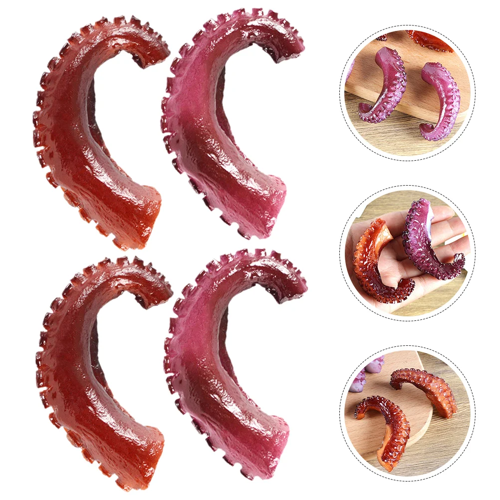 

4 Pcs Toy Simulated Octopus Claw Fake Leg Realistic Food Model Barbecue Simulation Tentacle Japanese Brown