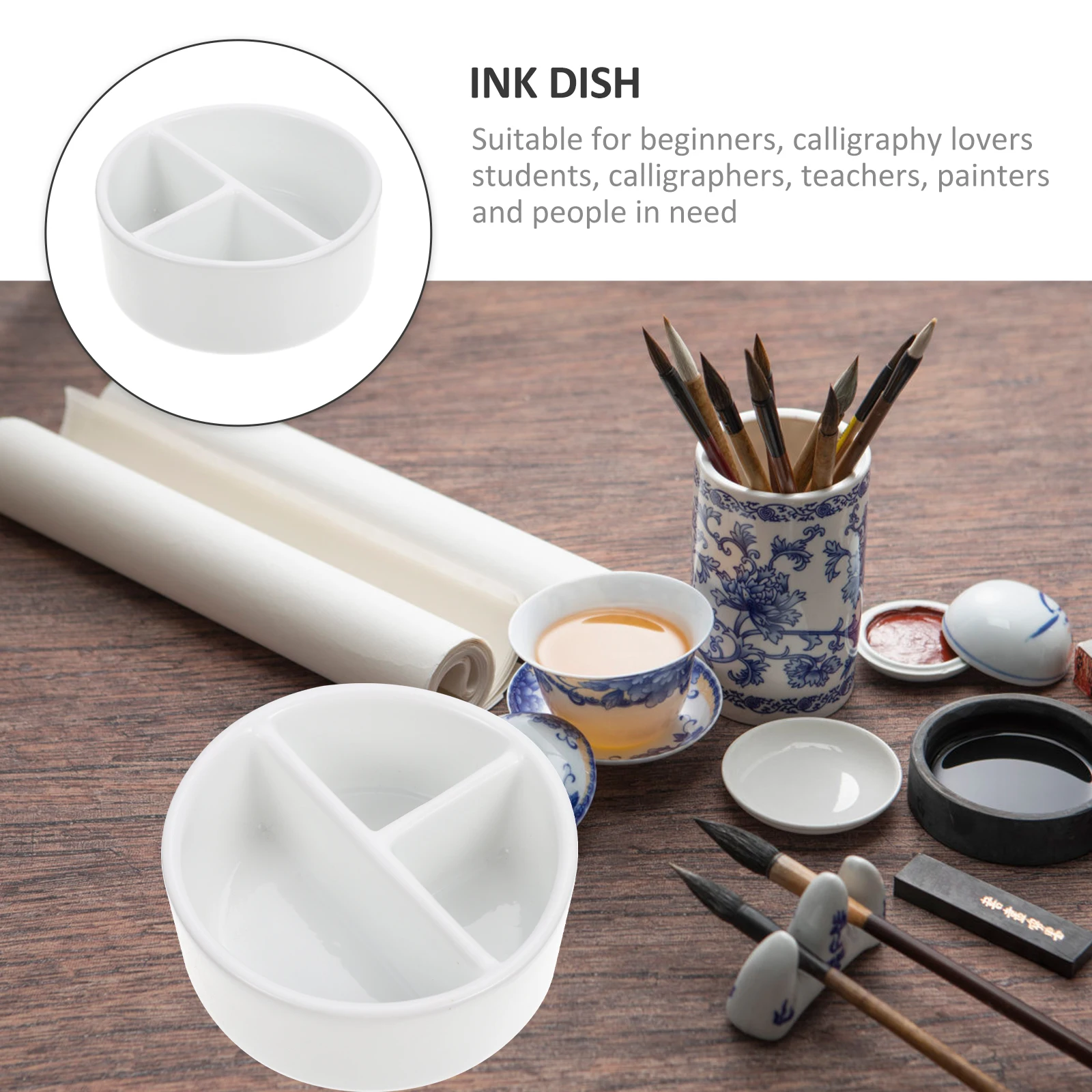 

Calligraphy Painting Tray Durable Safe Ink Container Suitable for Painters Calligraphers Office Use Ink Dish Ceramic Water Dish
