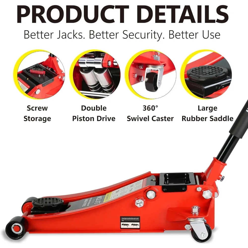 مقبس أرضية للسباق من الفولاذ المقاوم للصدأ بسعة 3 طن مع مضخة مكبس مزدوجة للرفع السريع وتصميم منخفض المستوى #4