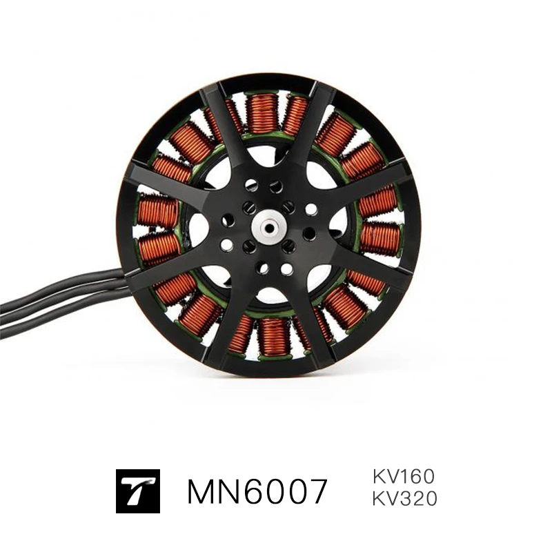 MN6007 KV160 KV320 T-MOTOR brushless motor max thrust 6.4kg long flight time efficient drone match 21-22 '' prop