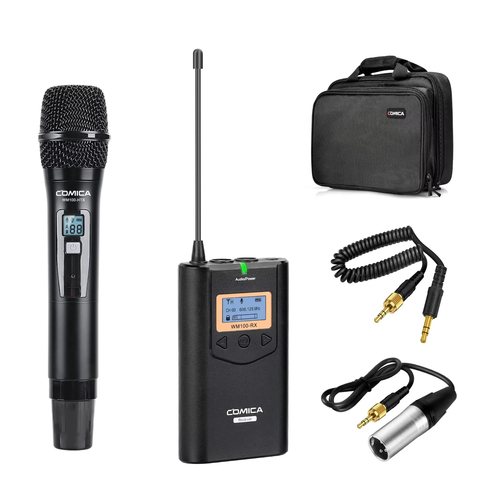 Micrófono Inalámbrico Profesional UHF de 48 Canales CVM-WM100H para Cámaras DSLR Canon, Nikon, Sony, Panasonic, Fuji, XLR