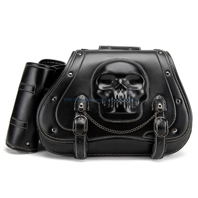 L5BC PU Leather Motorcycle Saddlebags Waterproof Side Bag Large Capacity Saddlebags Stylish Motorcycle Storage for Bike