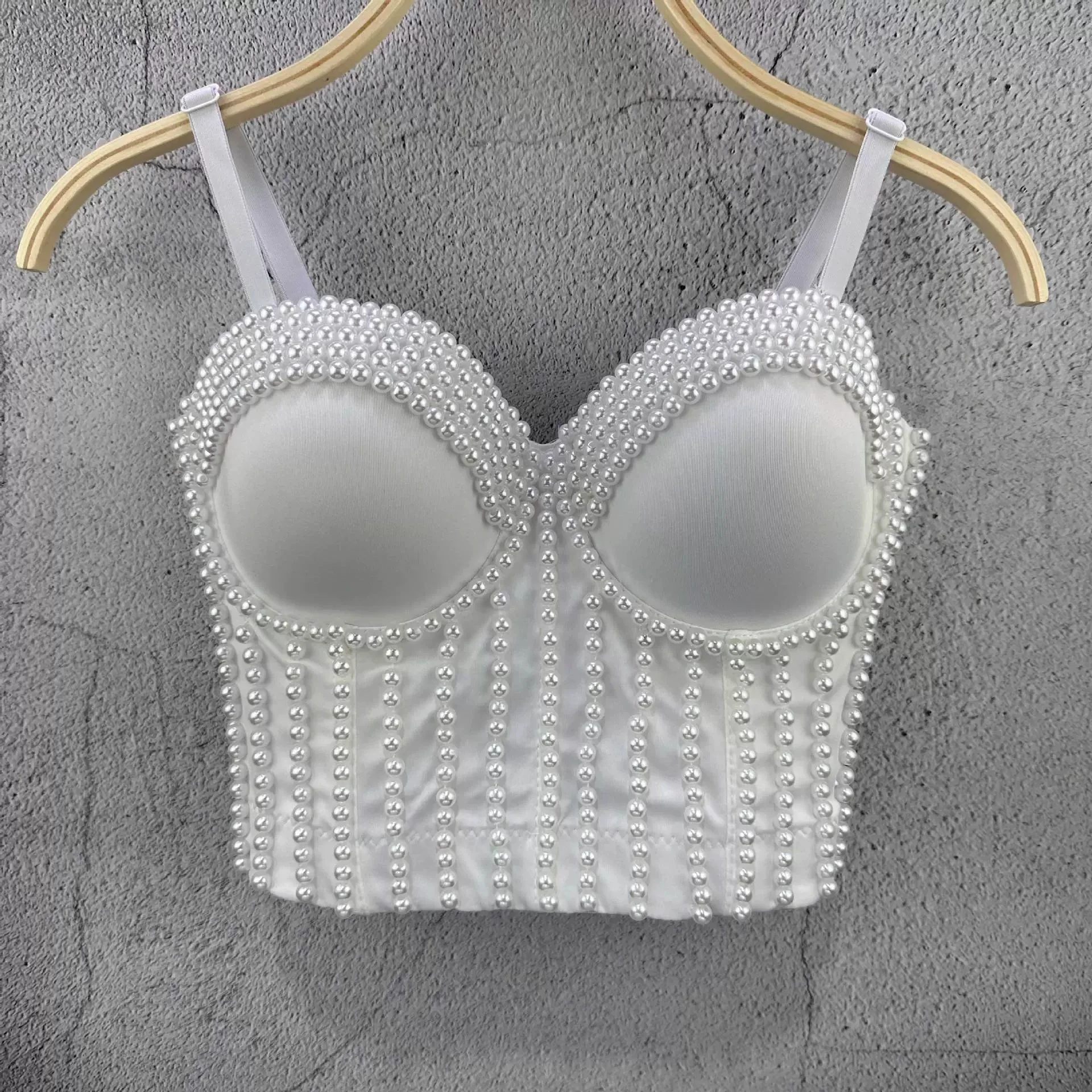 

Маленький жилет ручной работы с жемчугом, модный молодежный бюстгальтер для коррекции фигуры в стиле ретро, однотонный бюстгальтер с рыбьей косточкой-GZNY013