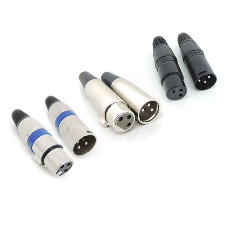 3pin 3 XLR Male female plastic or metal black silver audio power socket plug connectorensemble Connecteur L1
