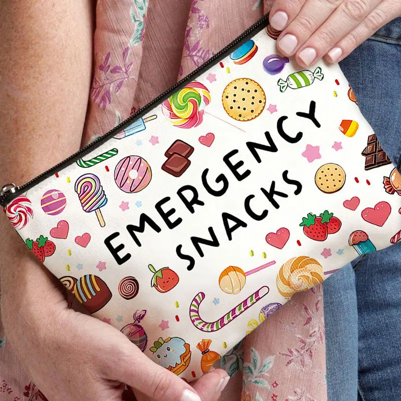 1 PC Women Printed Canvas Makeup Bag Travel Toiletry Pouch Tech Organizer Cable Storage Case Zipper Purse Wash Bag Accessories image 4