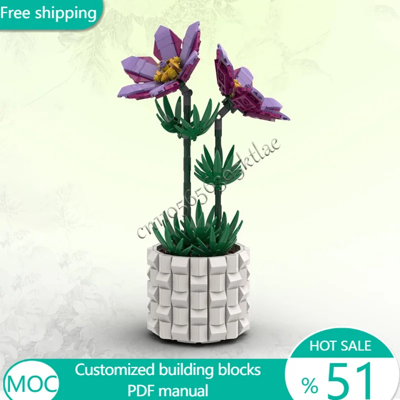 630 PCS Fiori Pasqueflower BT019 MOC Personalizza Modulare Building Block Design Educativo Mattoni Popolare Giocattolo FAI DA TE Regalo Di Compleanno