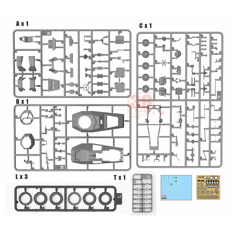 LAN Model, Assembled Scale Model Kit MM-35004 BA-64B(r) Light Armoured Car German Army Full Built-in Kit 1/35