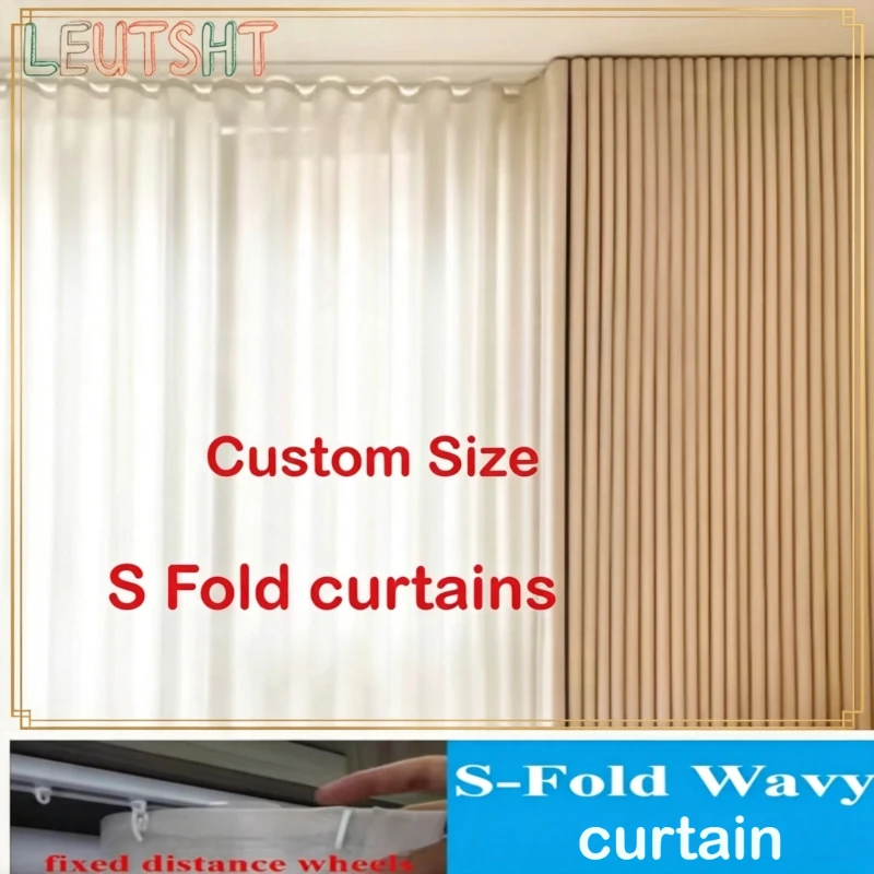 Custom Size S Fold Blackout Chenille Light Luxury High-end Bedroom and Living Room Sunscreen Blackout Curtains Elegant Decor