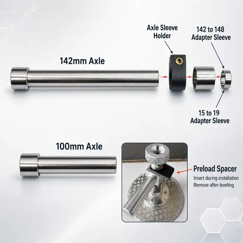 Bicycle Brake Mount Facing Tool – Remove Uneven Contact, 100/142mm Axis Adjust Durable Build for MTB/Road Bike Carbon Frame