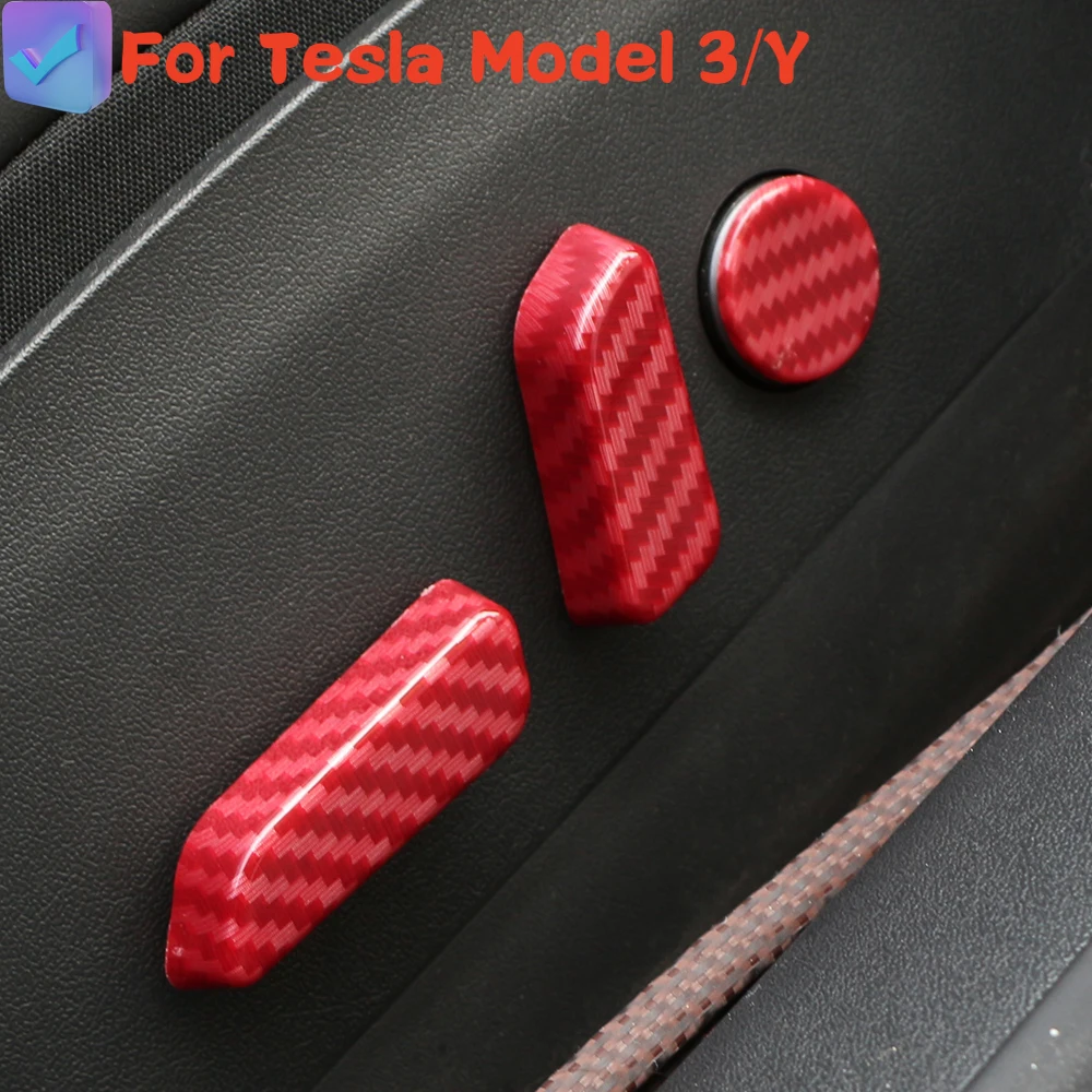 ABS Chrome Car Seat Adjustment Knob Button Switch Trim for Tesla Model 3 Y Model3 ModelY 2017 - 2022 Cover Accessories 6pcs