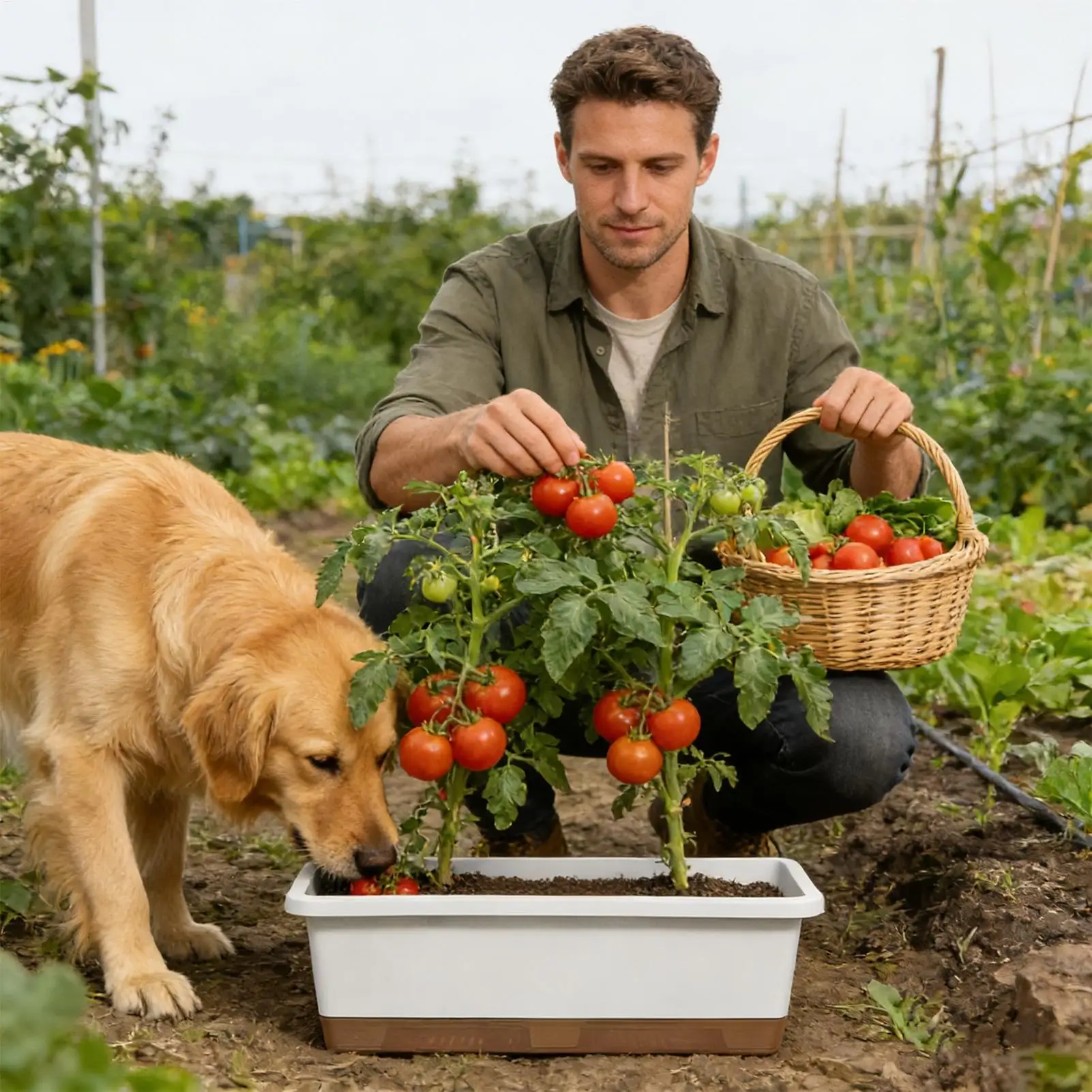 Self Watering Planter Tomatoes Planting Container With Base Drainage Hole And Absorbent Rope Rectangular Flower Pots For