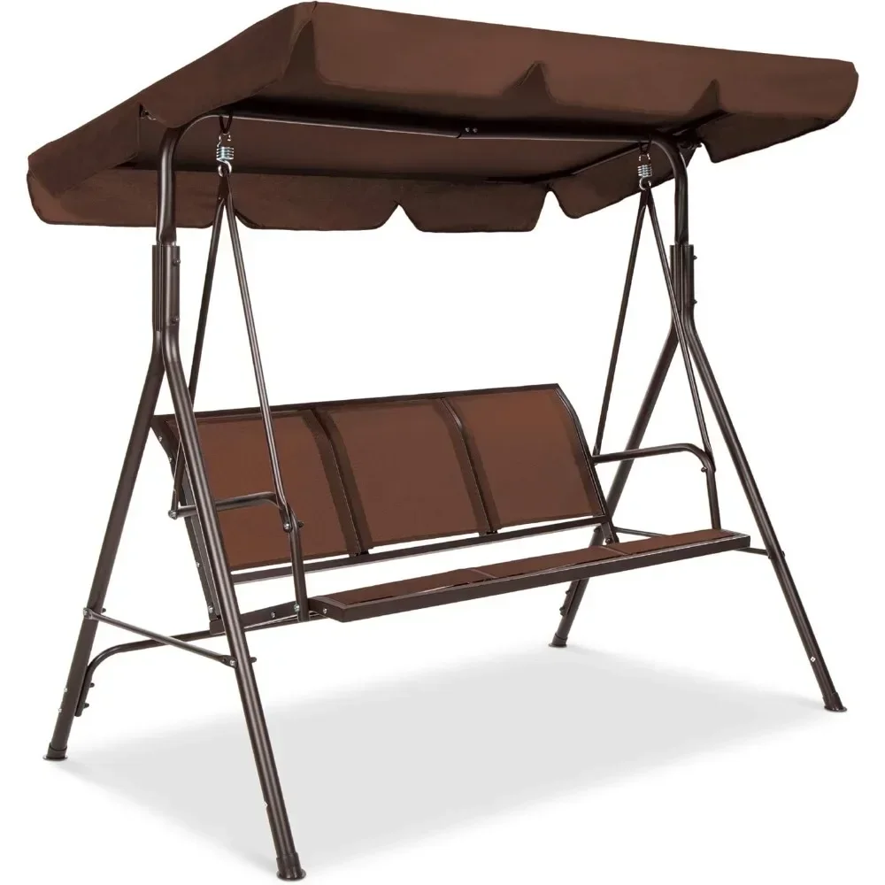 

2-Seater Outdoor Adjustable Canopy Swing Glider, Patio Loveseat Bench for Deck, Porch w/Armrests, Textilene Fabric, Steel Frame