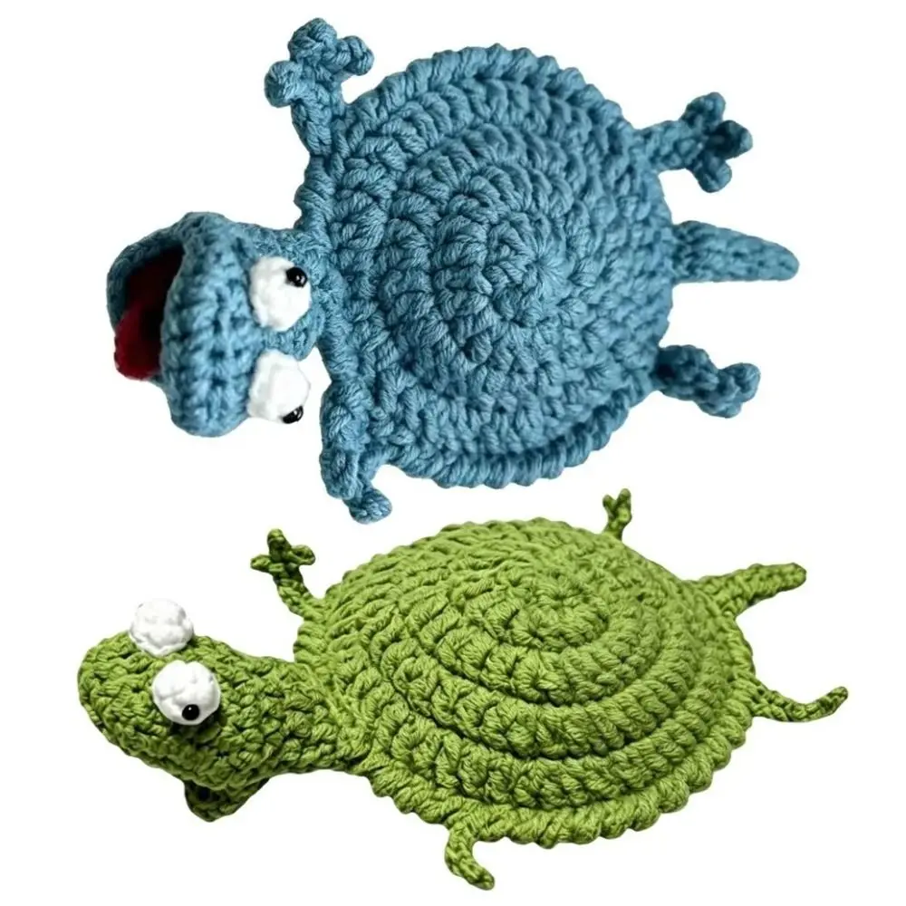 Cute Pressable Crochet Lizard Coasters Cartoon Creative Drink Insulation Pad Funny Red Tongue Heat Resistant Mat Home Decor