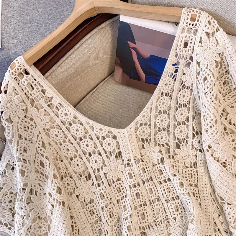 

Женский летний цветной вязаный топ больших размеров, повседневная верхняя одежда с v-образным вырезом, модный бамбуковый хлопок ort Sve