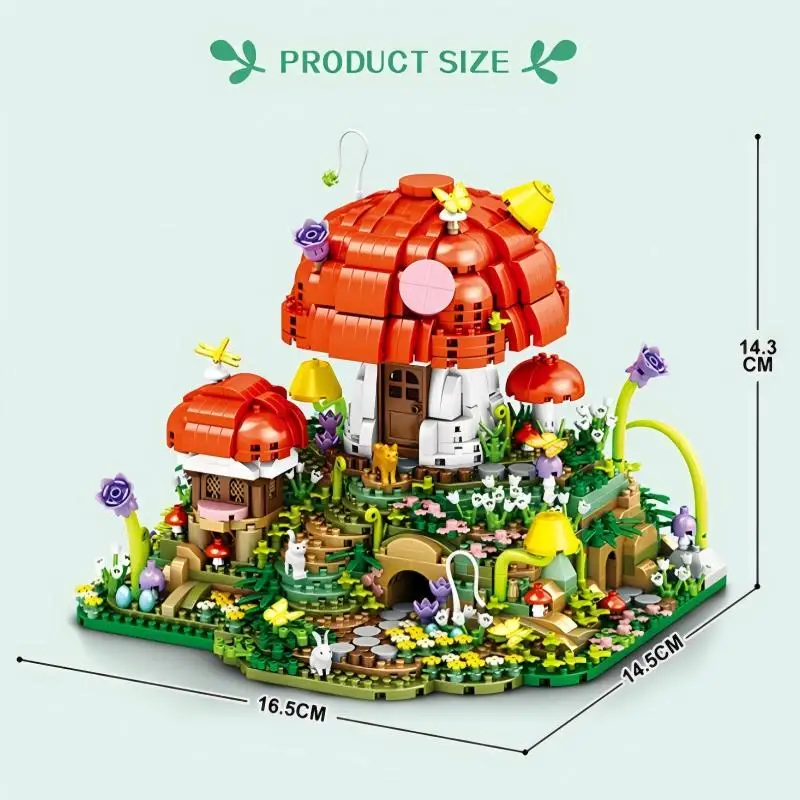 ตัวต่อบ้านเห็ดในเทพนิยาย OUZEY 2700+ ชิ้น, แบบจำลองสถาปัตยกรรมหมู่บ้านมหัศจรรย์, ของขวัญตัวต่อ DIY สุดมหัศจรรย์สำหรับเด็กผู้หญิง