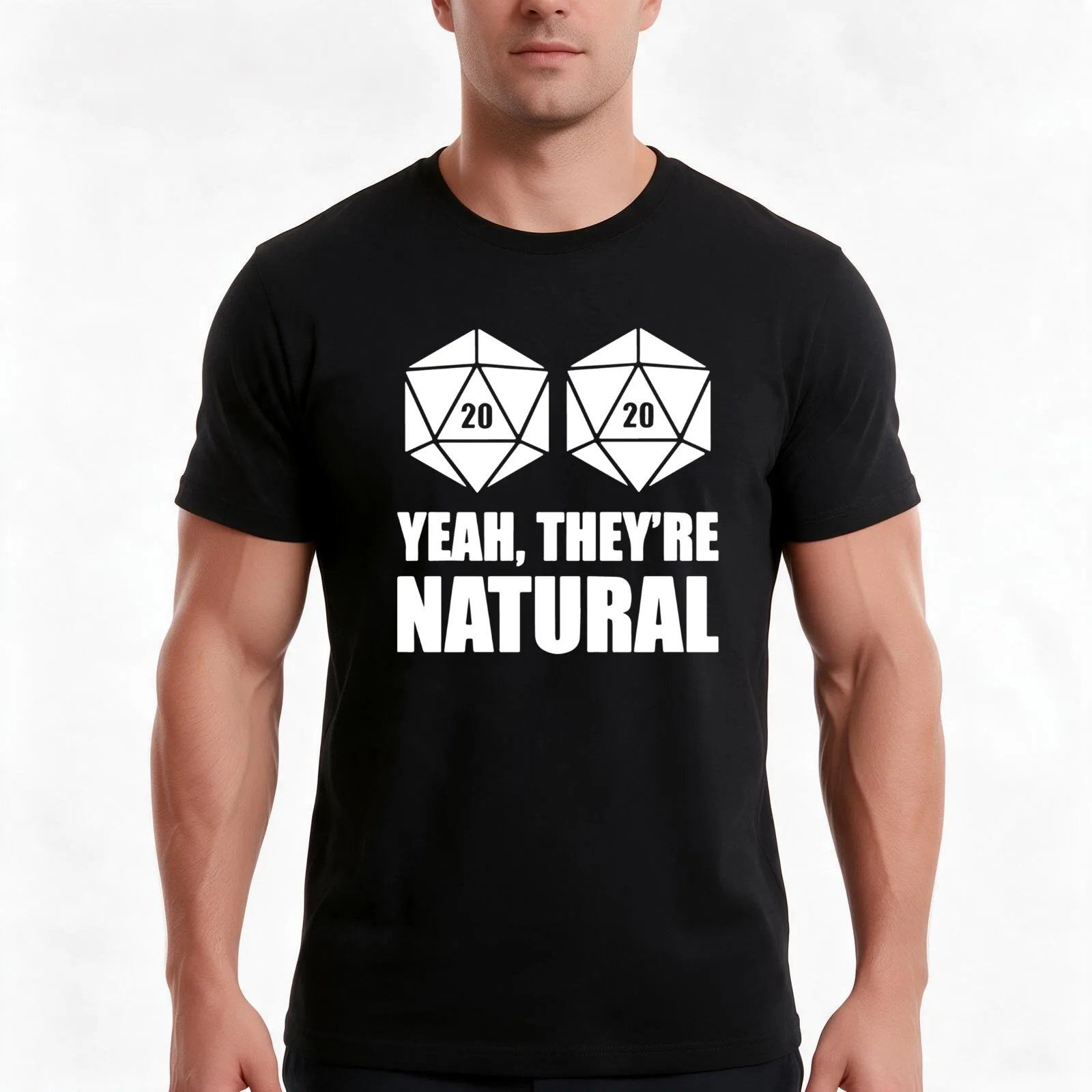 D20 Yeah They're Natural T-Shirt, Summer Casual Cotton Tee, Oversized Streetwear Tops, Vintage Graphic Print, Unisex Men Women