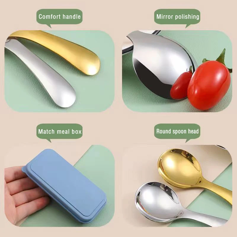Peralatan makan sendok garpu Mini portabel, sendok garpu berkemah luar ruangan baja tahan karat untuk makan siang mendaki berkemah perlengkapan memasak