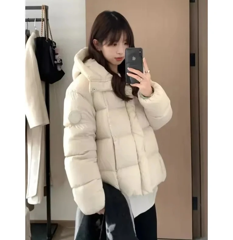 

Hooded Full Sleeves Bread Jacket Female 2025 New Fashion Down Cotton Coat Women's Mid-Length Parkas Black Warm Outerwear