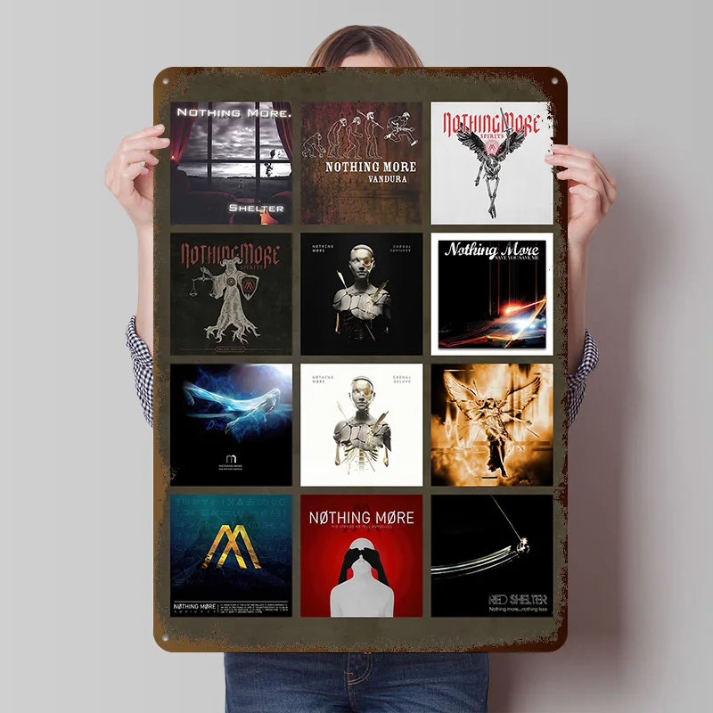Nothing More Album Collage Poster Individualisierte Vintage Metallschilder Wandkunst Retro Blechschild für Luxus-Dekoration Gaming-Haus