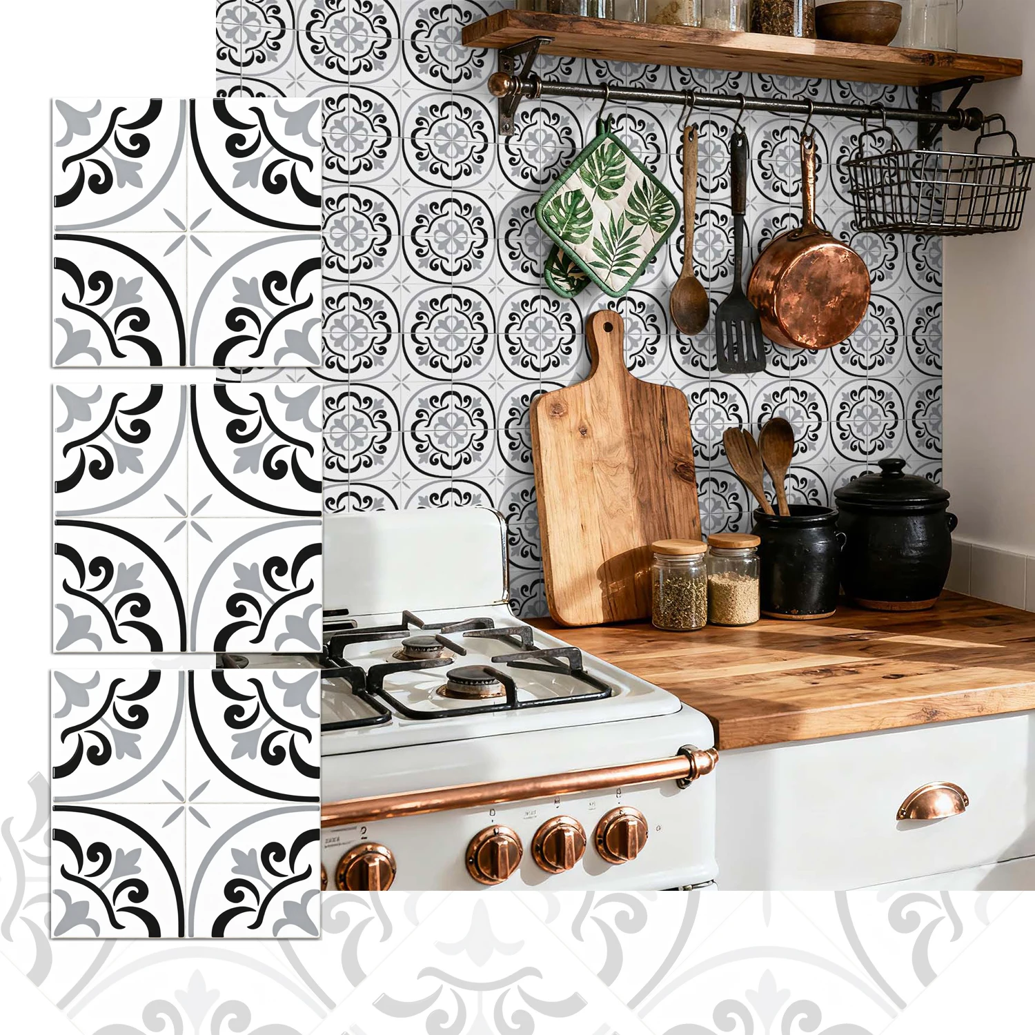 

36 self-adhesive PVC tile stickers, kitchen and bathroom use self-adhesive splash proof stickers for home decoration