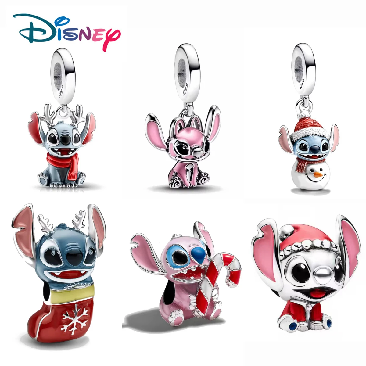 

2025New MINISO Disney Socks Snowman Scarf Stitch Charm Beads Fit Original Women Bracelet Trinket Pendant Jewelry Christmas Gifts