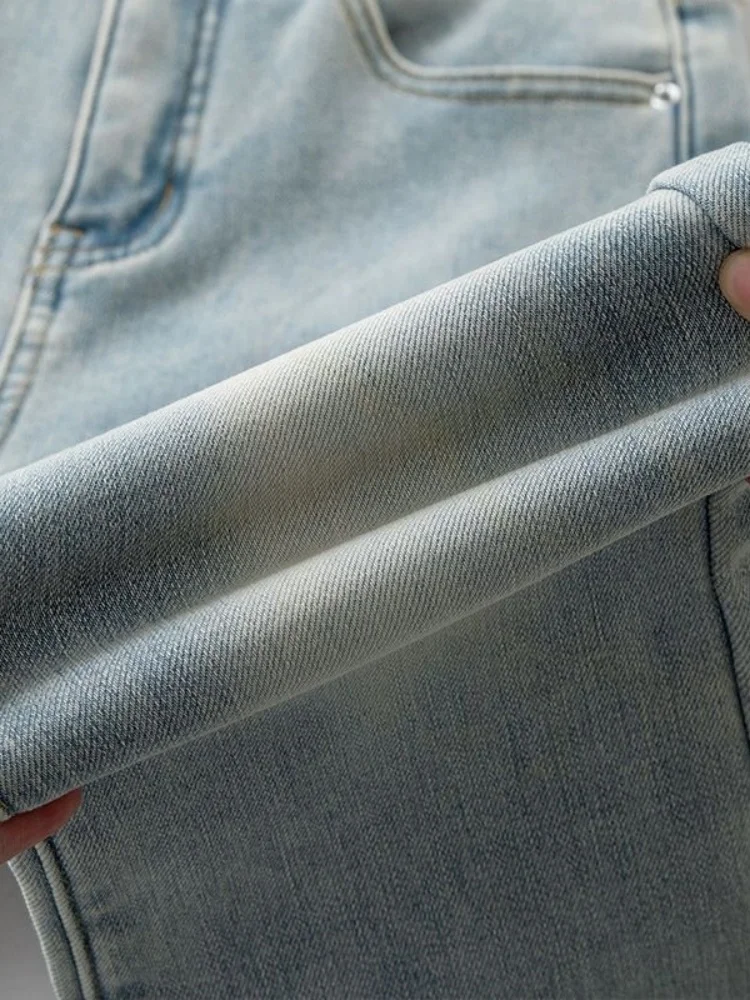 جينز نسائي شتوي مبطن من Thiened Fce مقاس كبير غطاء خصر عالي الورك مقاس صغير سروال مرن متوهج #3