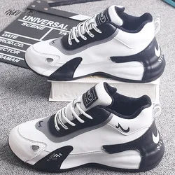 Mens Womens Cover Bottom Chunky Sneakers Fashion Leather Upper Flat/increased Internal Platform Shoes Trend Couple Casual Shoes