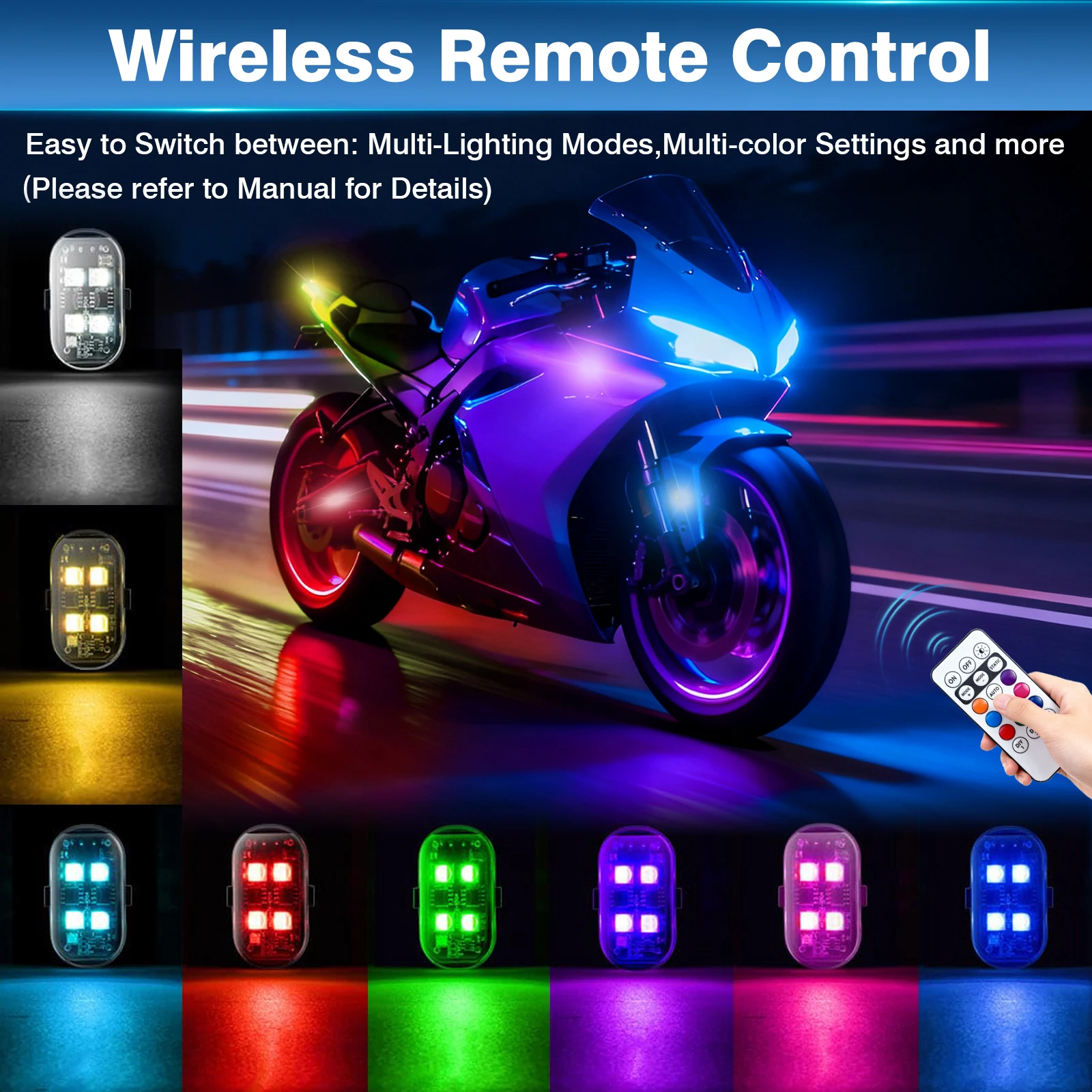 4/6/8pcs 4 LED Strobe Lights Car LED Light Multifunctional Rechargeable Wireless LED Strobe Light With Remote Decorative Light